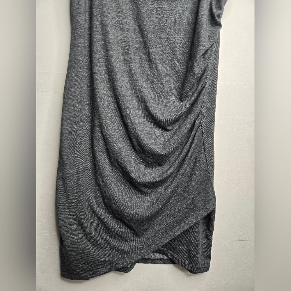 Leith Nordstrom Ruched Asymmetrical Sleeveless Dress Dark Gray Women's Large - Picture 6 of 7